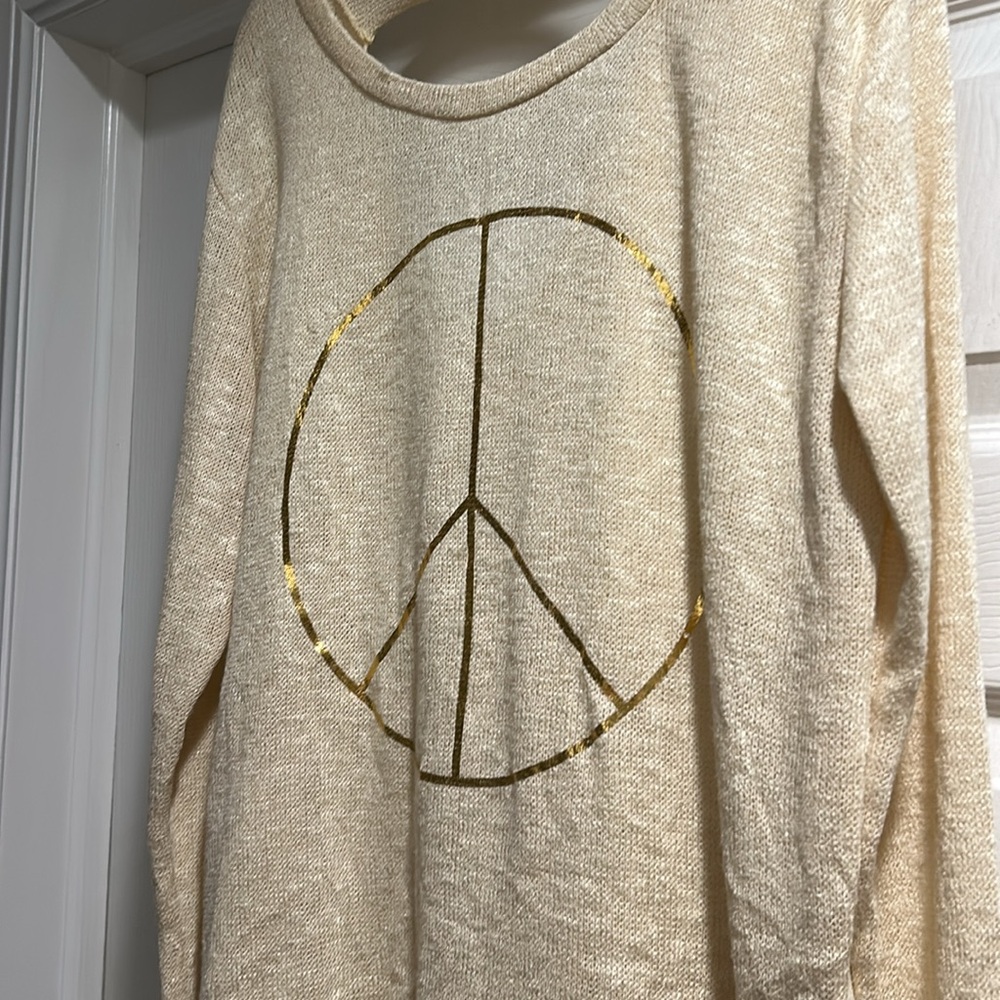 Cream Peace Sign Sweater